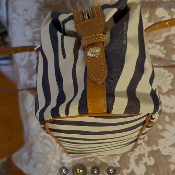 Dooney & Bourke Zebra Stripe Shoulder Bag - Black and Tan - Picture 2 of 5
